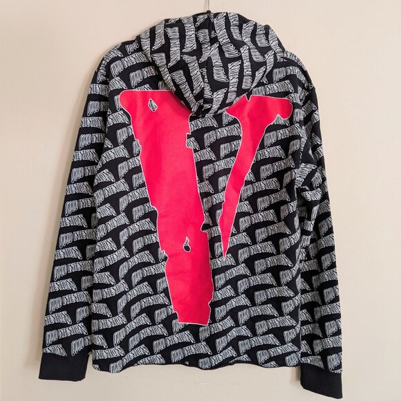 Vlone x Nav Good Intentions All Over Hoodie Men's Black Pullover Cotton Size XL - Picture 2 of 7